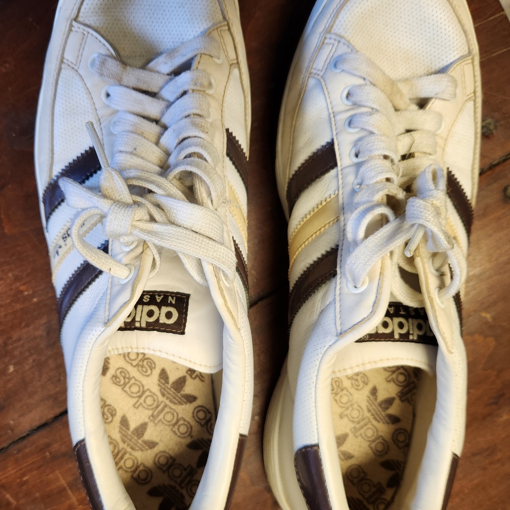 Adidas Men's Cream and Brown Sneakers